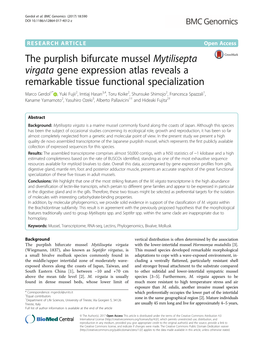 The Purplish Bifurcate Mussel Mytilisepta Virgata Gene Expression Atlas Reveals a Remarkable Tissue Functional Specialization