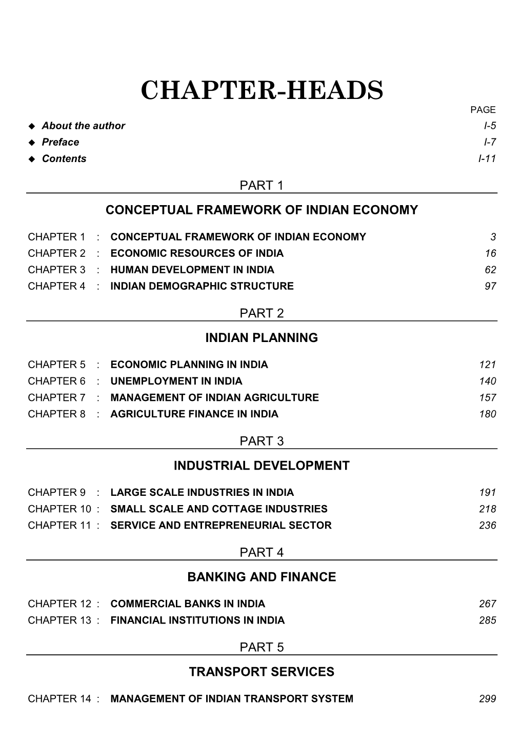 CHAPTER-HEADS PAGE  About the Author I-5  Preface I-7  Contents I-11