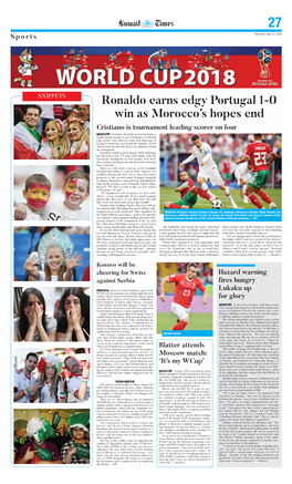 Ronaldo Earns Edgy Portugal 1-0 Win As Morocco's Hopes