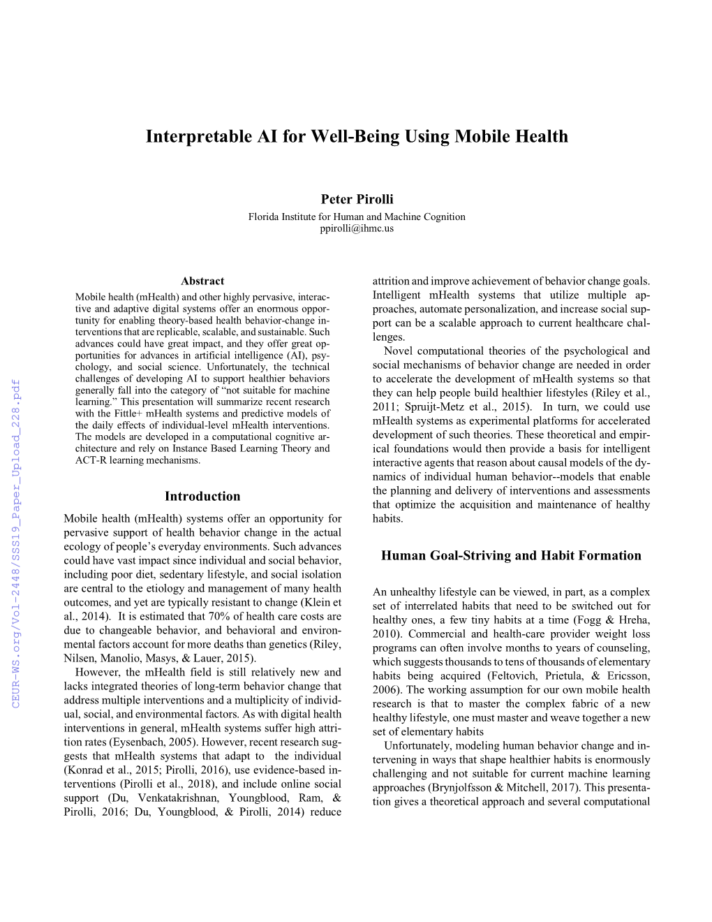 Interpretable AI for Well-Being Using Mobile Health