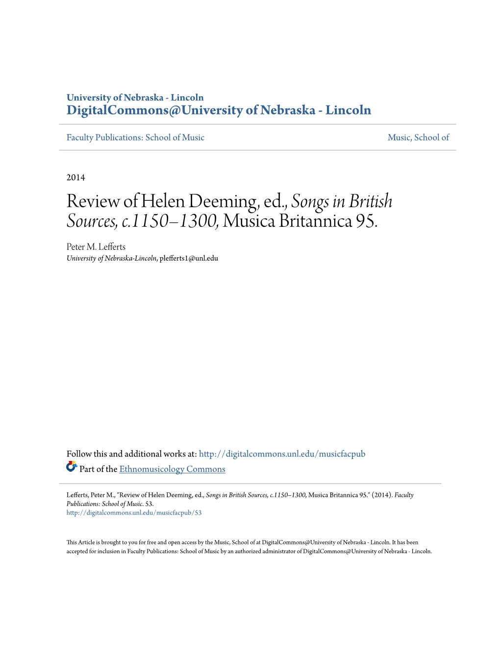 Review of Helen Deeming, Ed., Songs in British Sources, C.1150–1300, Musica Britannica 95