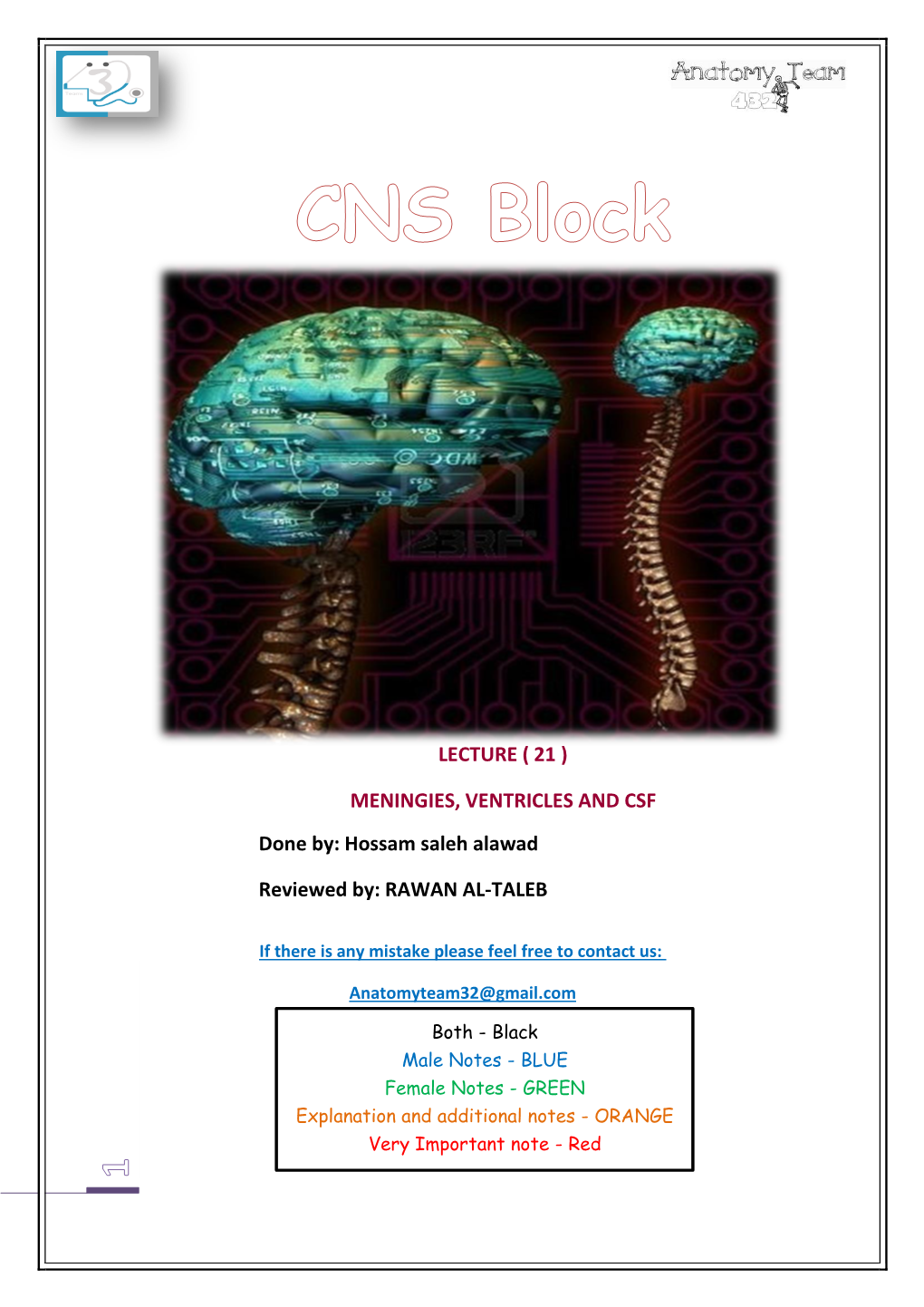 MENINGIES, VENTRICLES and CSF Done By