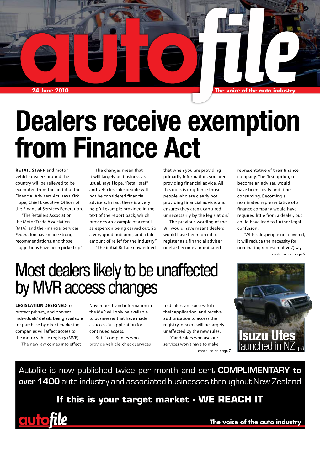 Dealers Receive Exemption from Finance