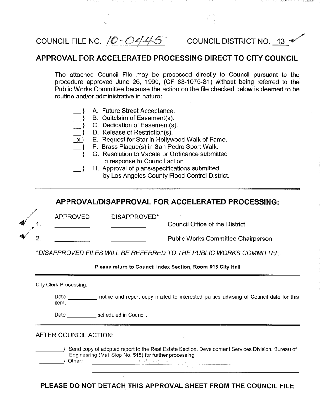 COUNCIL FILE NO. /0- Olj--L/---5- COUNCIL DISTRICT NO