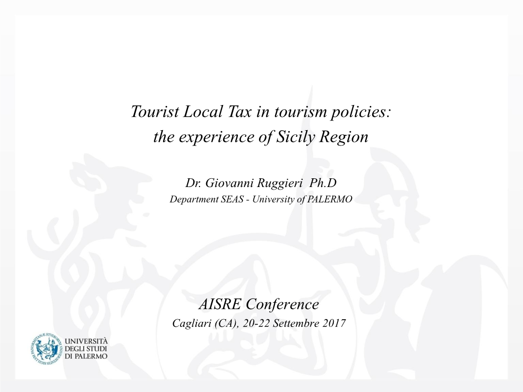 Tourist Local Tax in Tourism Policies: the Experience of Sicily Region