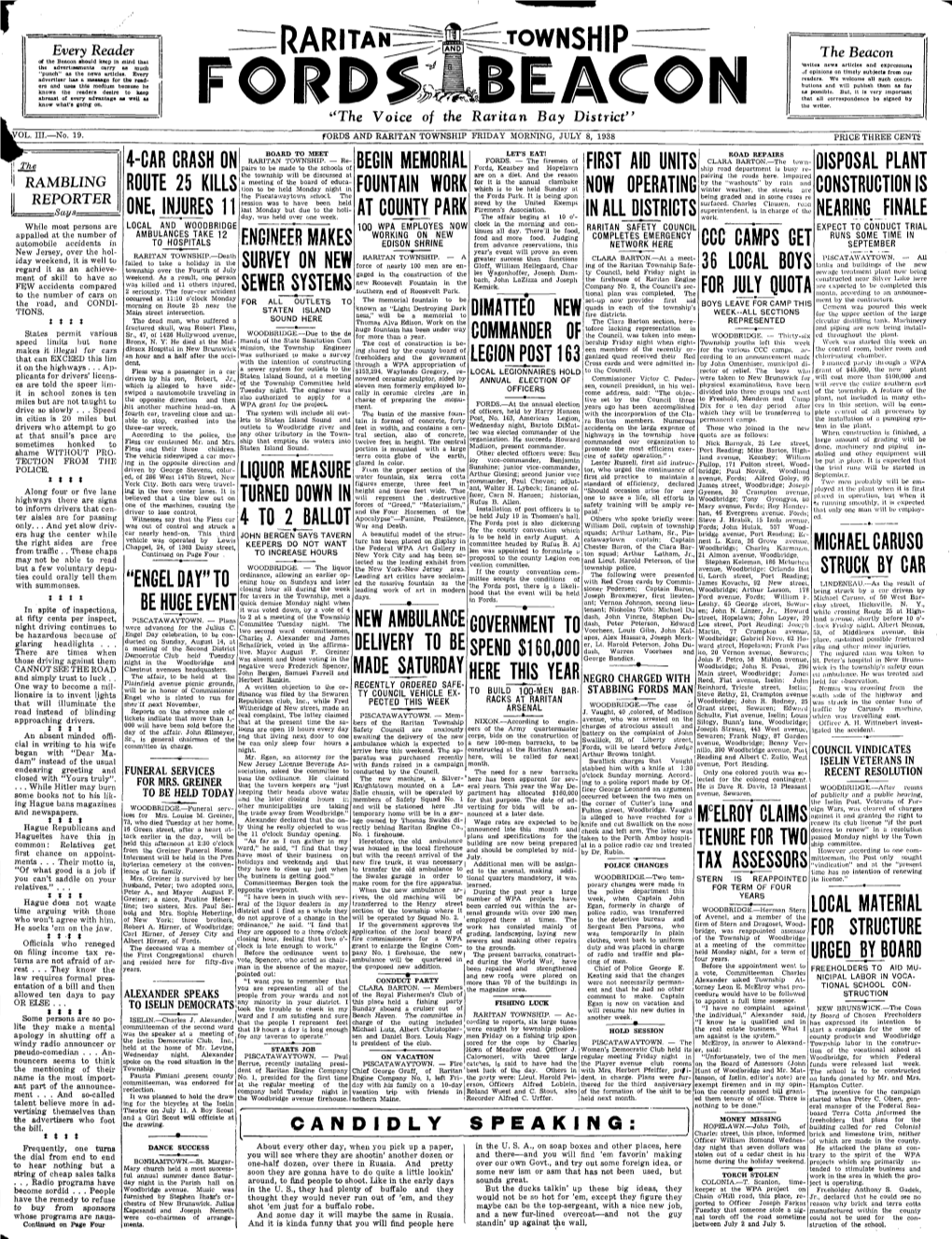 TOWNSHIP the Beacon of the Beacon Should Keep in Mind That the Advertisements Carry Aa Much *Nvites News Articles and Expressions "Punch" Aa the News Articles