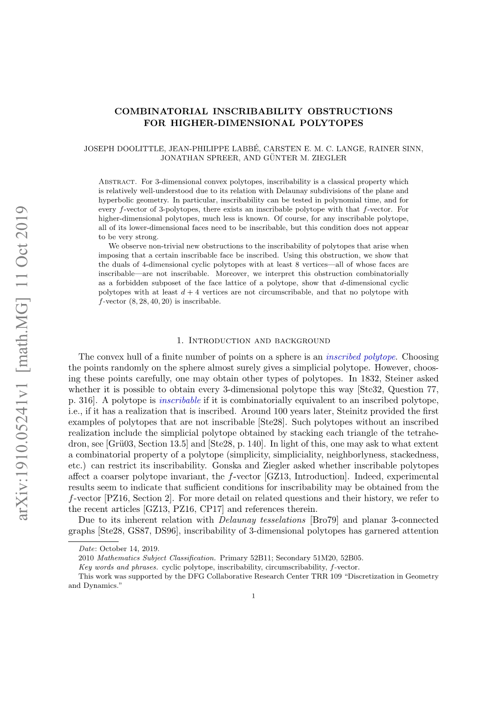 Arxiv:1910.05241V1 [Math.MG] 11 Oct 2019