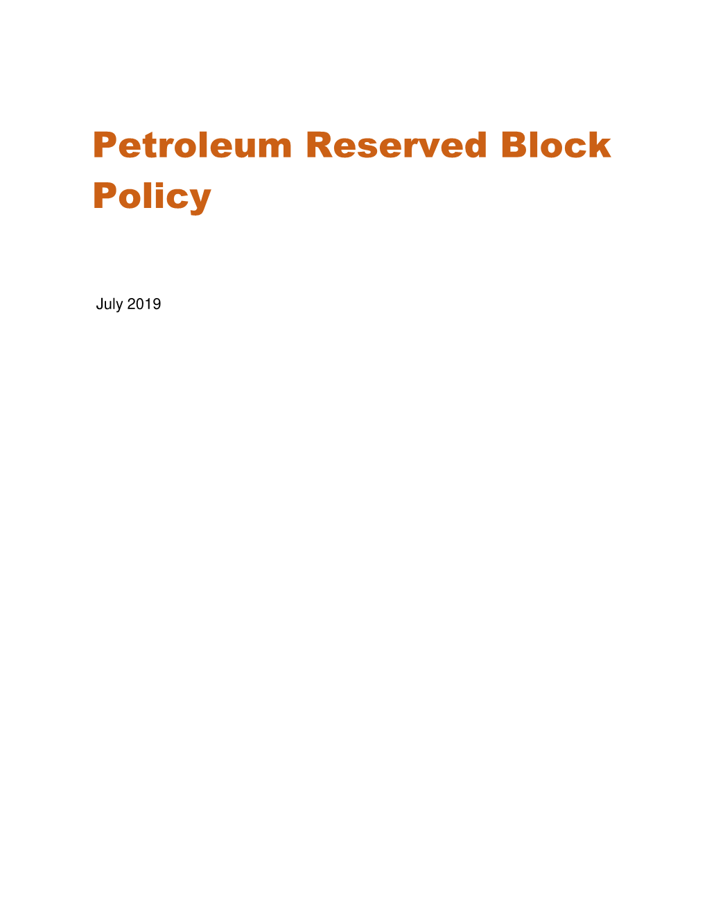Petroleum Reserved Block Policy