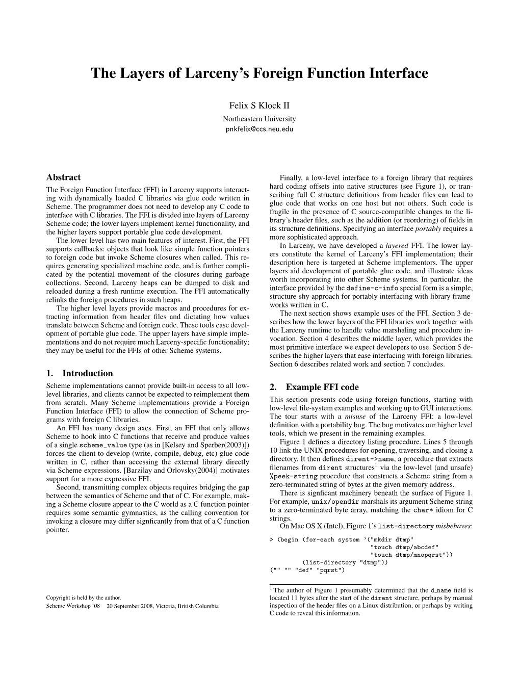 The Layers of Larceny's Foreign Function Interface