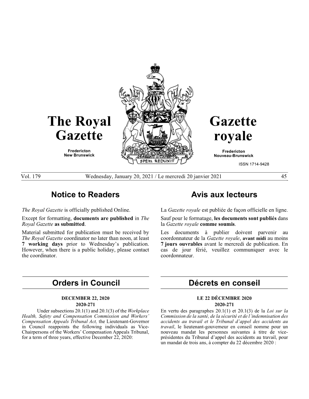 The Royal Gazette Gazette Royale