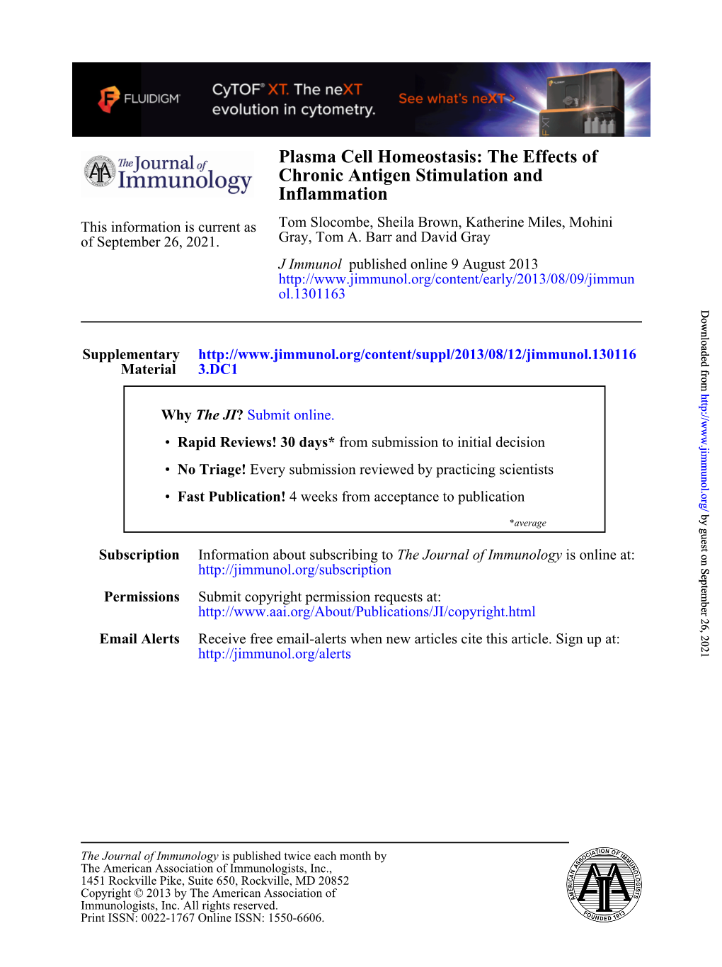 Plasma Cell Homeostasis: the Effects of Chronic Antigen Stimulation and Inflammation