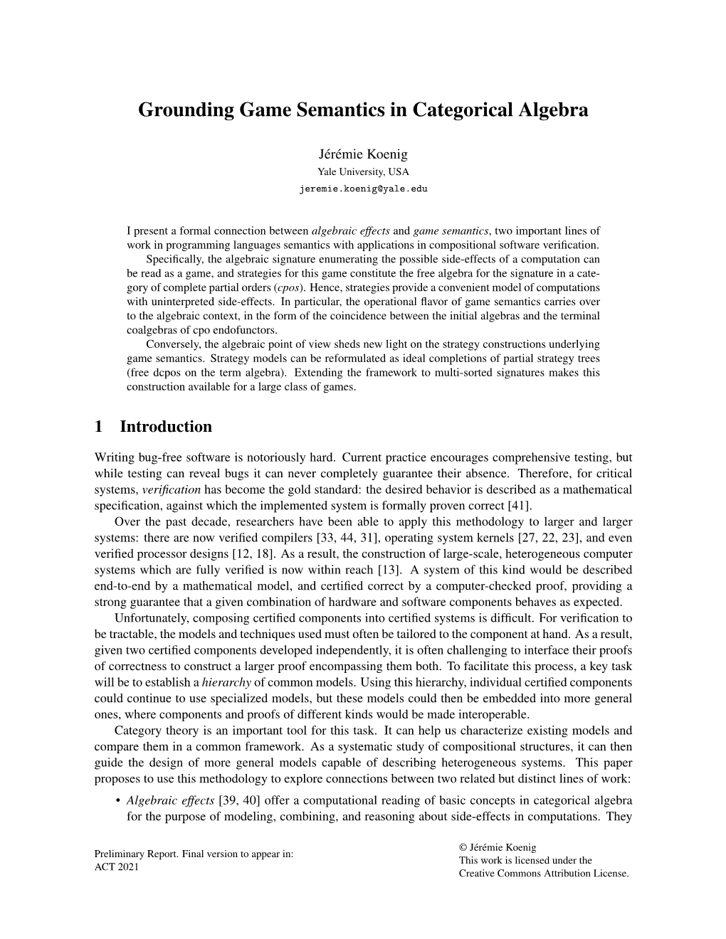 Grounding Game Semantics in Categorical Algebra