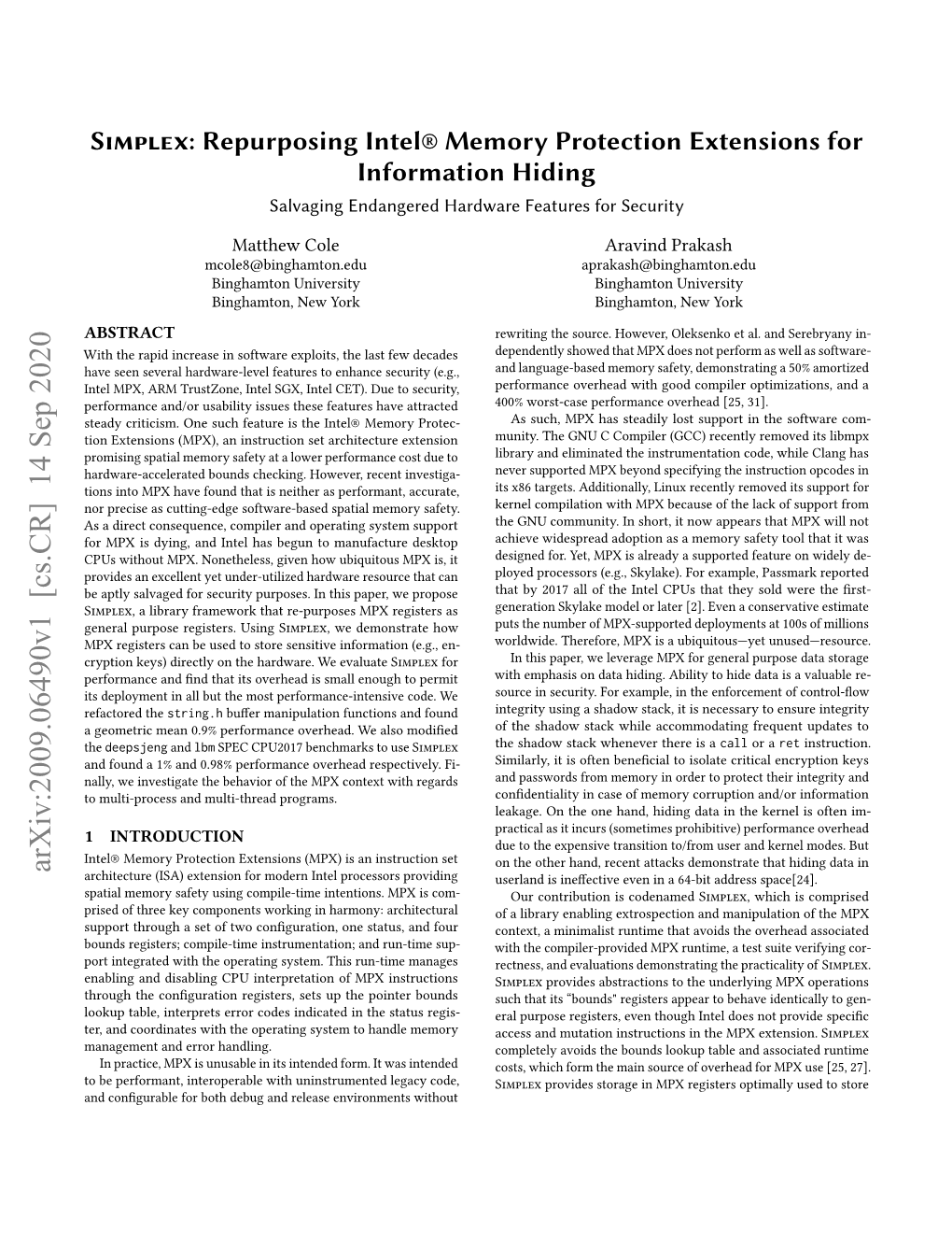 Simplex: Repurposing Intel® Memory Protection Extensions for Information Hiding Salvaging Endangered Hardware Features for Security