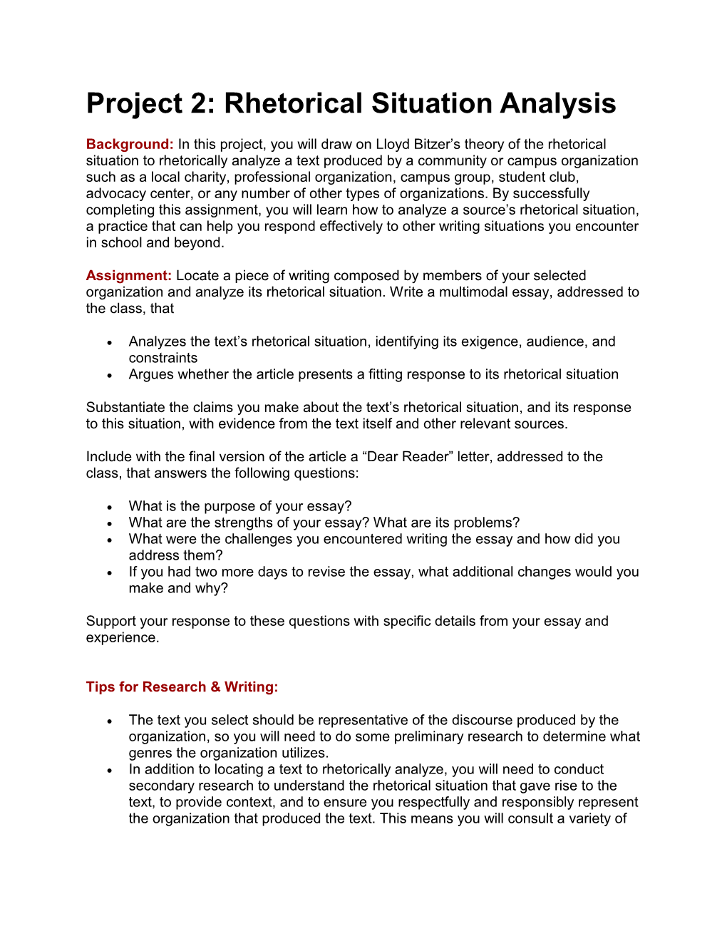 Rhetorical Situation Analysis