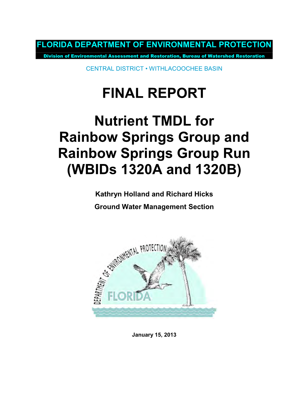 (Nutrients) As the TMDL for Rainbow Springs Group