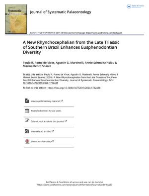 A New Rhynchocephalian from the Late Triassic of Southern Brazil Enhances Eusphenodontian Diversity