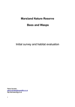 Marsland Nature Reserve Bees and Wasps Initial Survey and Habitat