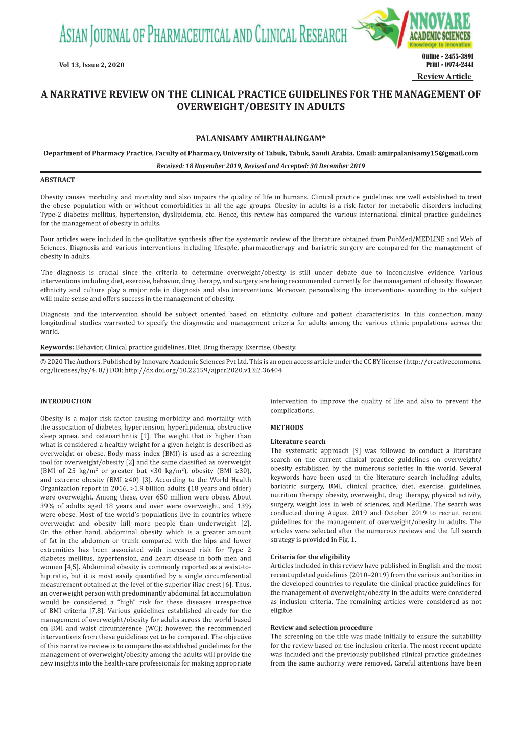 A Narrative Review on the Clinical Practice Guidelines for the Management of Overweight/Obesity in Adults