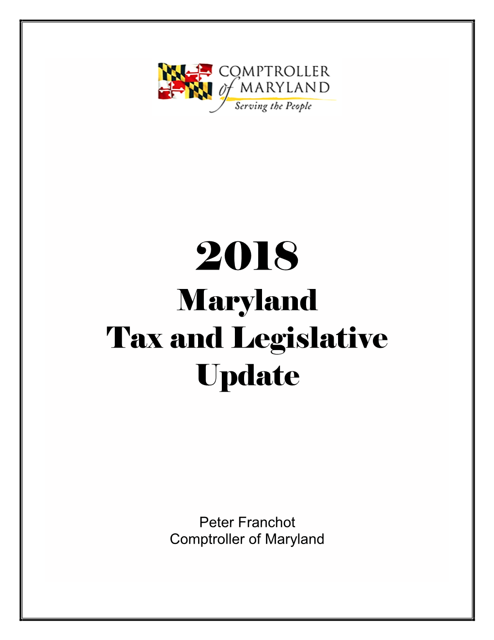 2018 Maryland Tax and Legislative Update