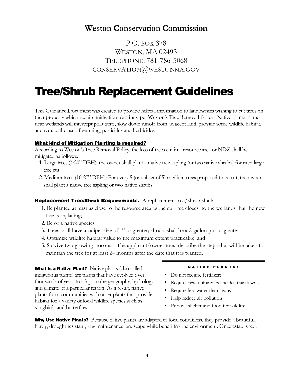 Tree/Shrub Replacement Guidelines