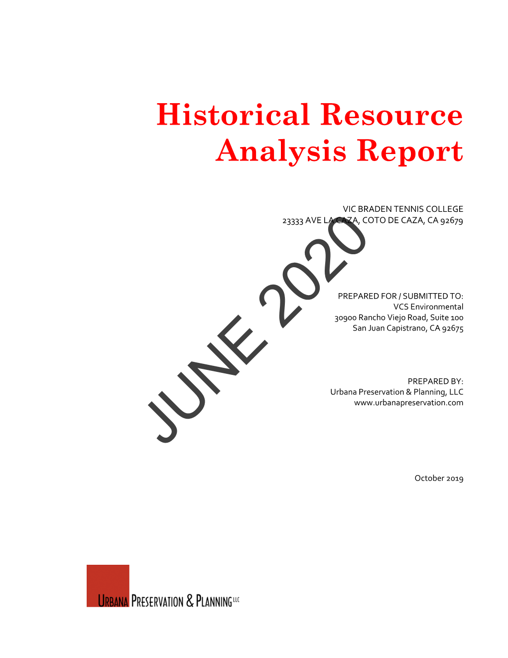 Historical Resources Report