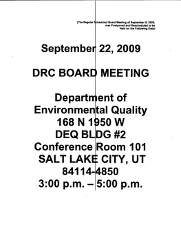Energysolutions Made on July 14,2009 to the Utah Radiation Control Board Regarding Disposal of Depleted Uranium