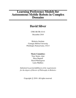Learning Preference Models for Autonomous Mobile Robots in Complex Domains