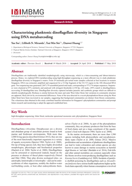 Characterising Planktonic Dinoflagellate Diversity in Singapore Using DNA Metabarcoding