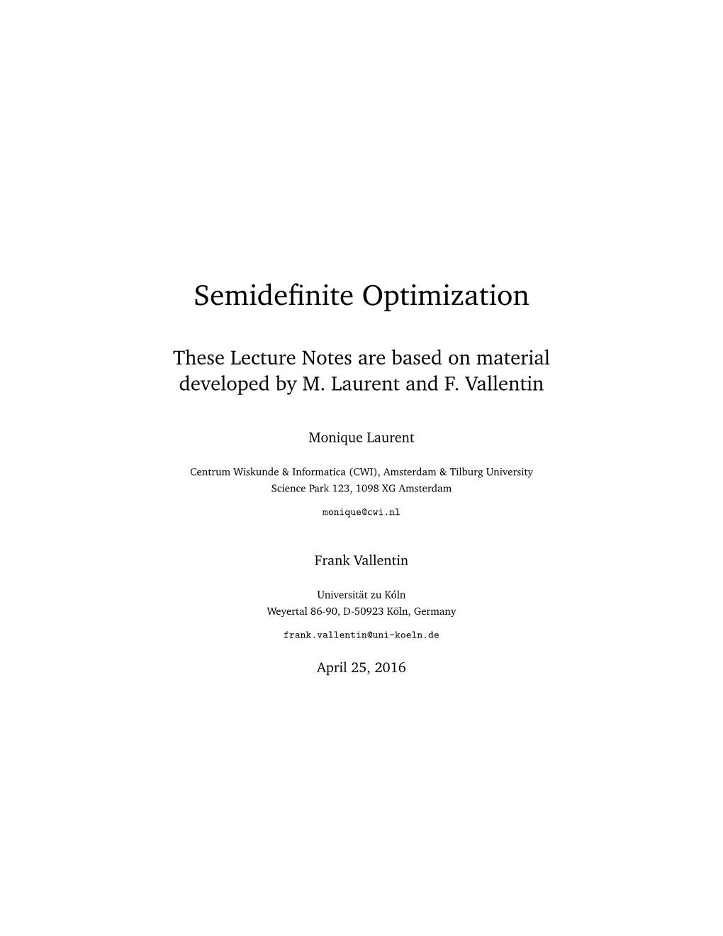 Semidefinite Optimization