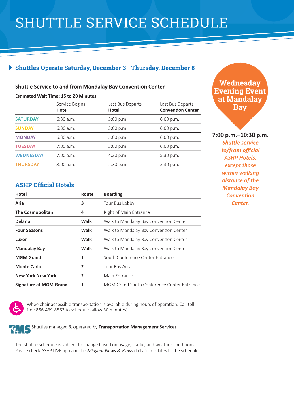 Midyear Shuttle Bus Schedule