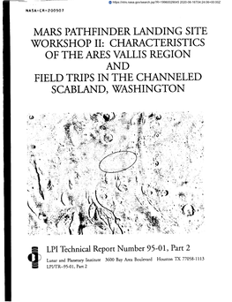 Mars Pathfinder Landing Site Workshop Ii: Characteristics of the Ares Vallis Region and Field Trips in the Channeled Scabland, Washington