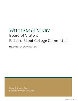 Board of Visitors Richard Bland College Committee