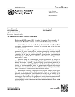 General Assembly Security Council Sixty-Eighth Session Sixty-Ninth Year Agenda Items 33 and 38