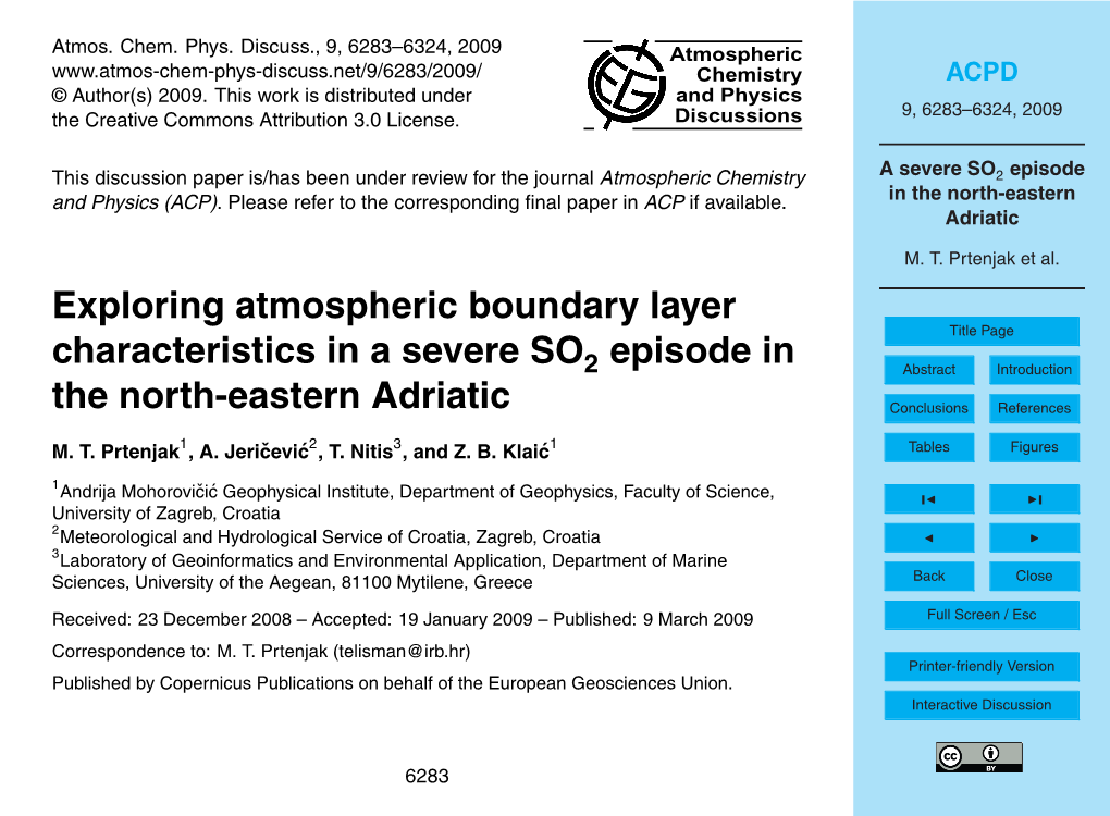 A Severe SO2 Episode in the North-Eastern Adriatic