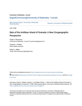 Bats of the Antillean Island of Grenada: a New Zoogeographic Perspective