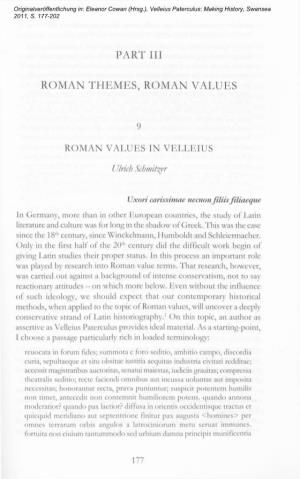 Part Iii Roman Themes, Roman Values
