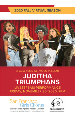 Juditha Triumphans Livestream Performance Friday, November 20, 2020, 7Pm