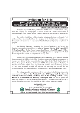 Tender Notice for Topographic Survey at the Karachi Expo Center
