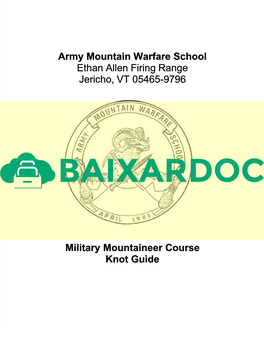 Basic Military Mountaineer Course Knot Guide