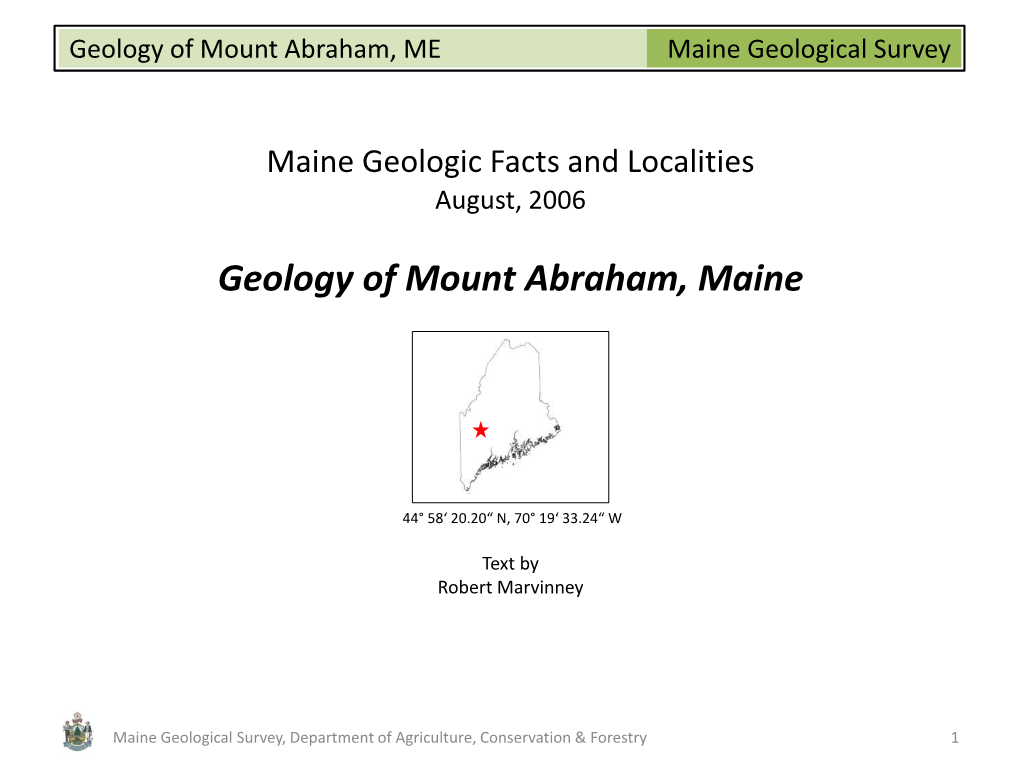 Geology of Mount Abraham, ME Maine Geological Survey