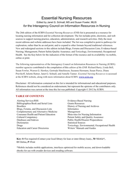 Essential Nursing Resources Edited by Janet G