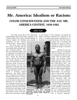 Color Consciousness and the Aau Mr. America Contest, 1939-1982