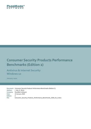 Consumer Security Products Performance Benchmarks (Edition 2) Antivirus & Internet Security Windows 10