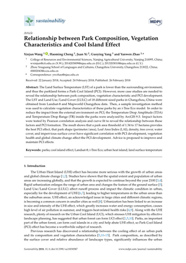 Relationship Between Park Composition, Vegetation Characteristics and Cool Island Effect