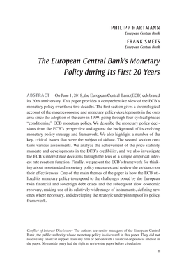 The European Central Bank's Monetary Policy During Its First 20