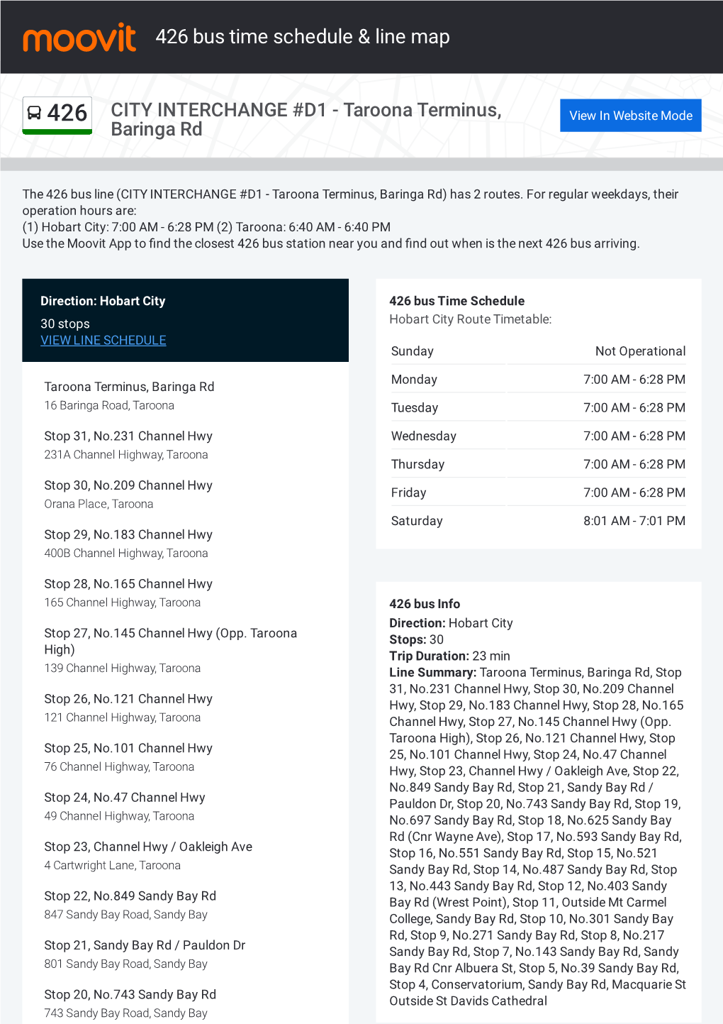 426 Bus Time Schedule & Line Route