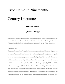 True Crime in Nineteenth- Century Literature