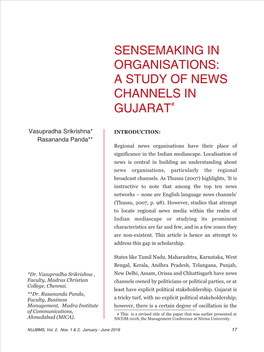 Sensemaking in Organisations: a Study of News Channels in Gujarat