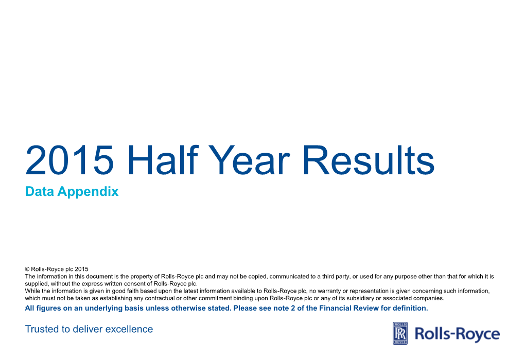 2015 Half Year Results Data Appendix