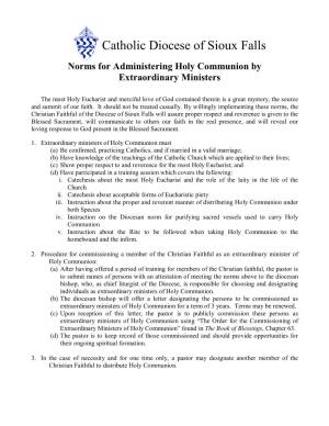 Norms for Administering Holy Communion by Extraordinary Ministers